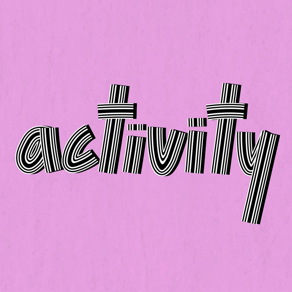 Activity text health word concentric font typography hand drawn