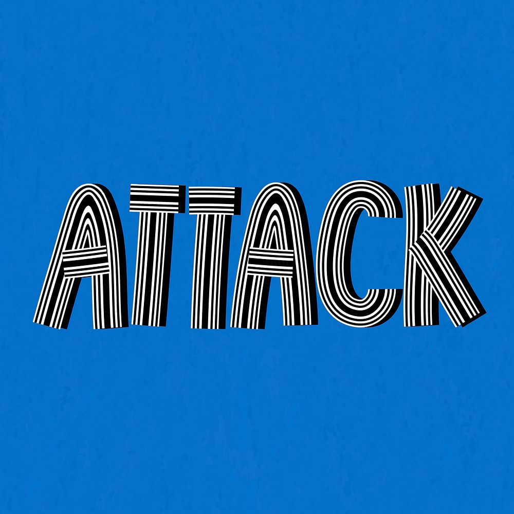 Hand drawn attack text concentric font typography retro