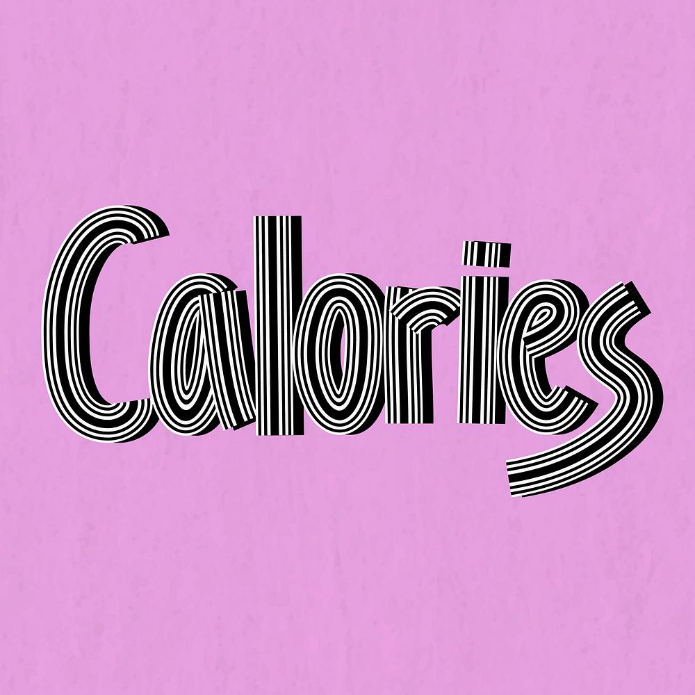 Retro calories health word multi line font typography