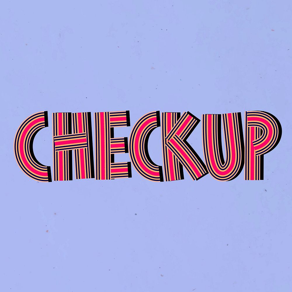Checkup text health word concentric font typography hand drawn