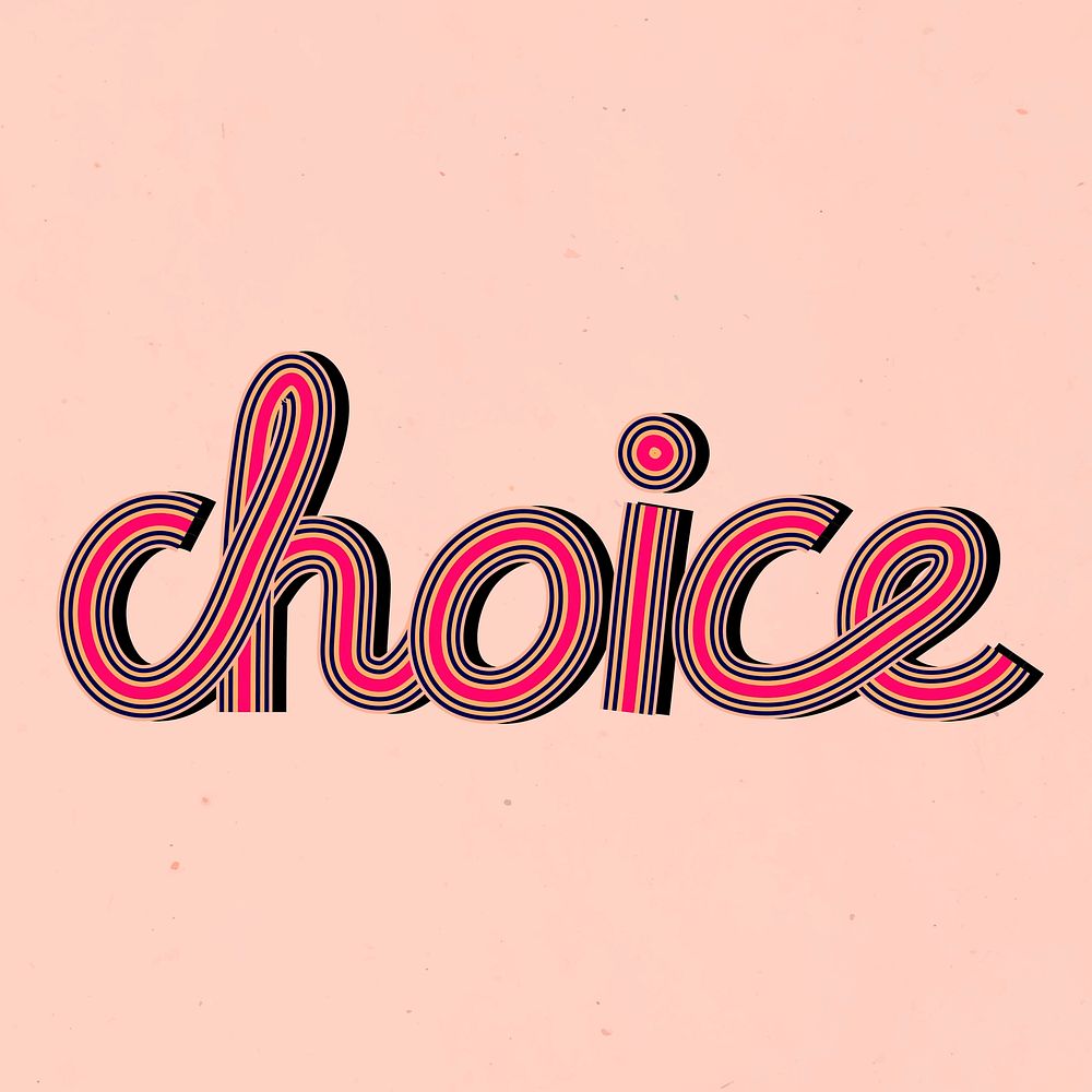 Hand drawn choice text concentric font typography retro