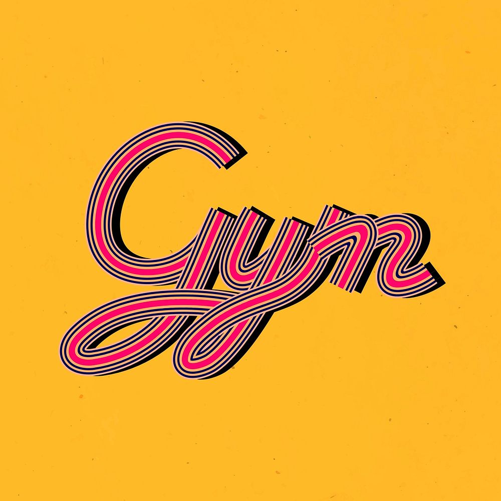 Retro gym word lettering line font typography
