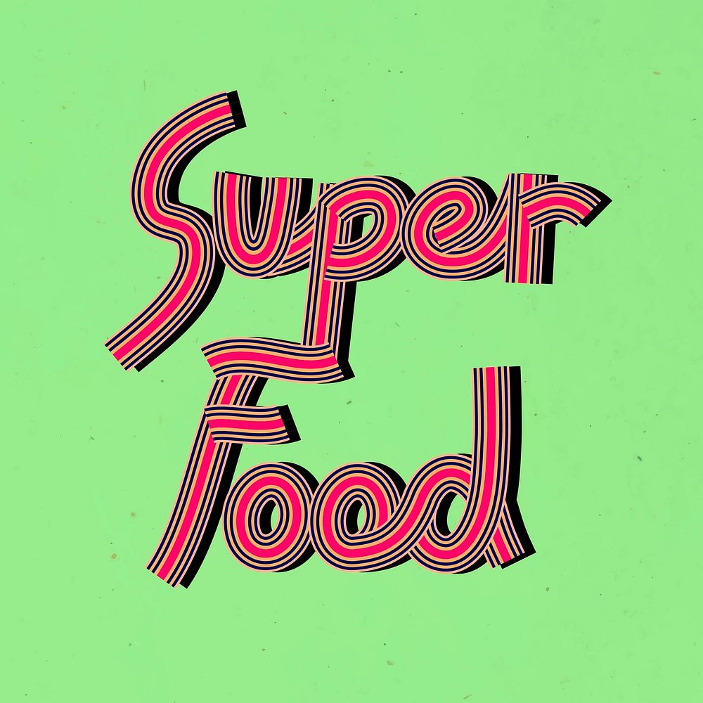 Concentric font super food word typography retro
