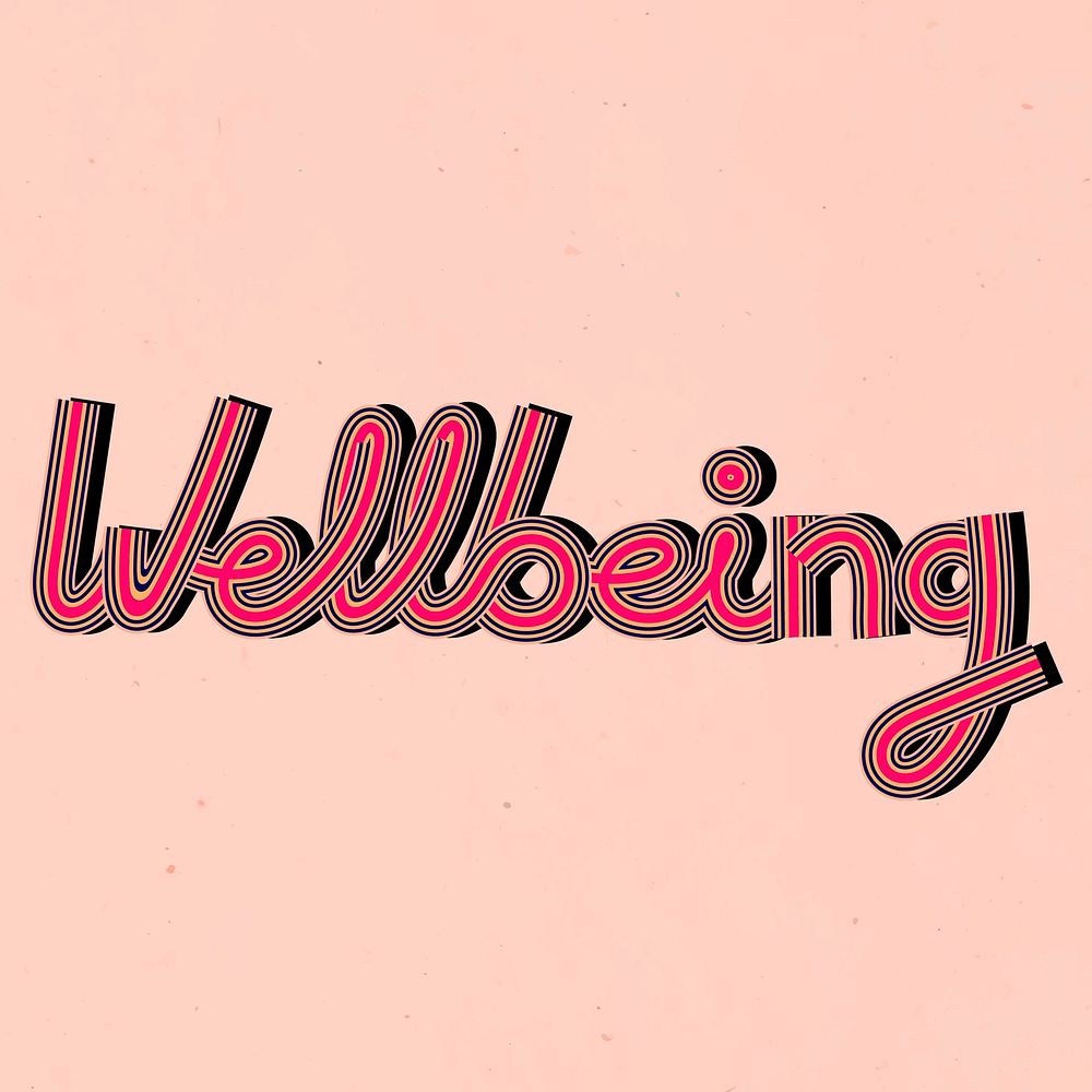 Retro wellbeing text lettering concentric font typography