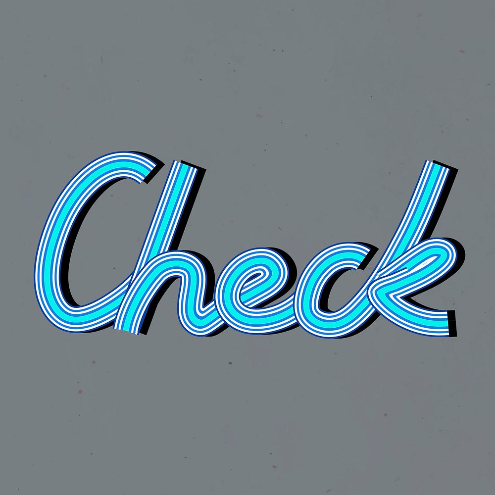 Health word check line font retro typography handwritten