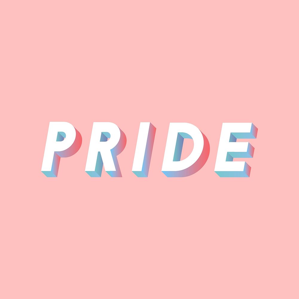 Pride text isometric font shadow typography