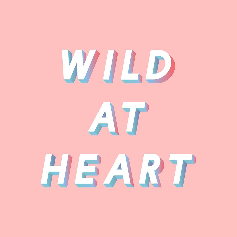 Wild at heart text isometric font shadow typography