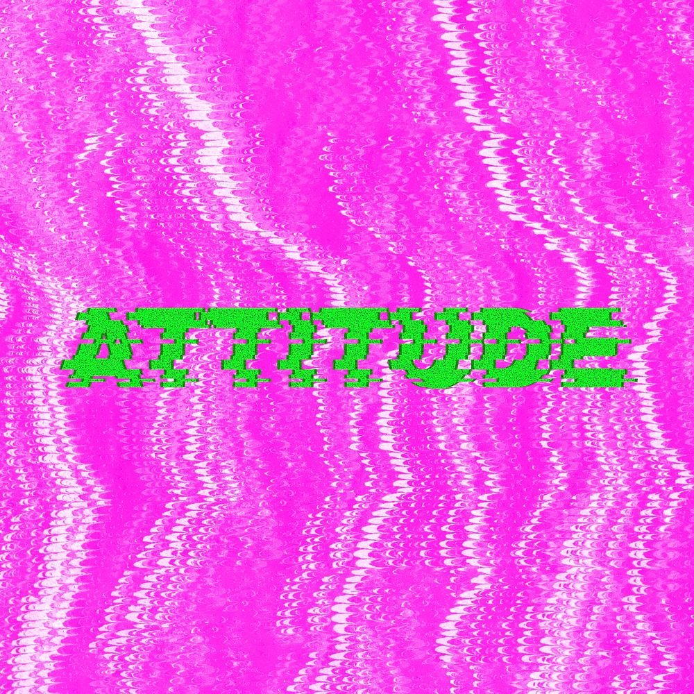 ATTITUDE blurred word typography on pink background