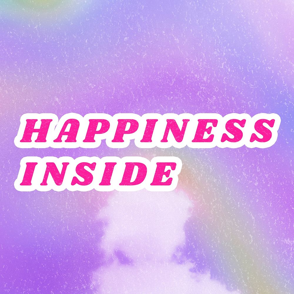 Retro purple Happiness Inside trendy quote aesthetic