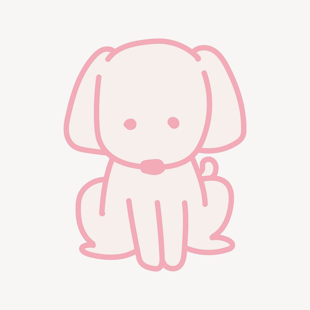 Pink dog, cute doodle, design element vector