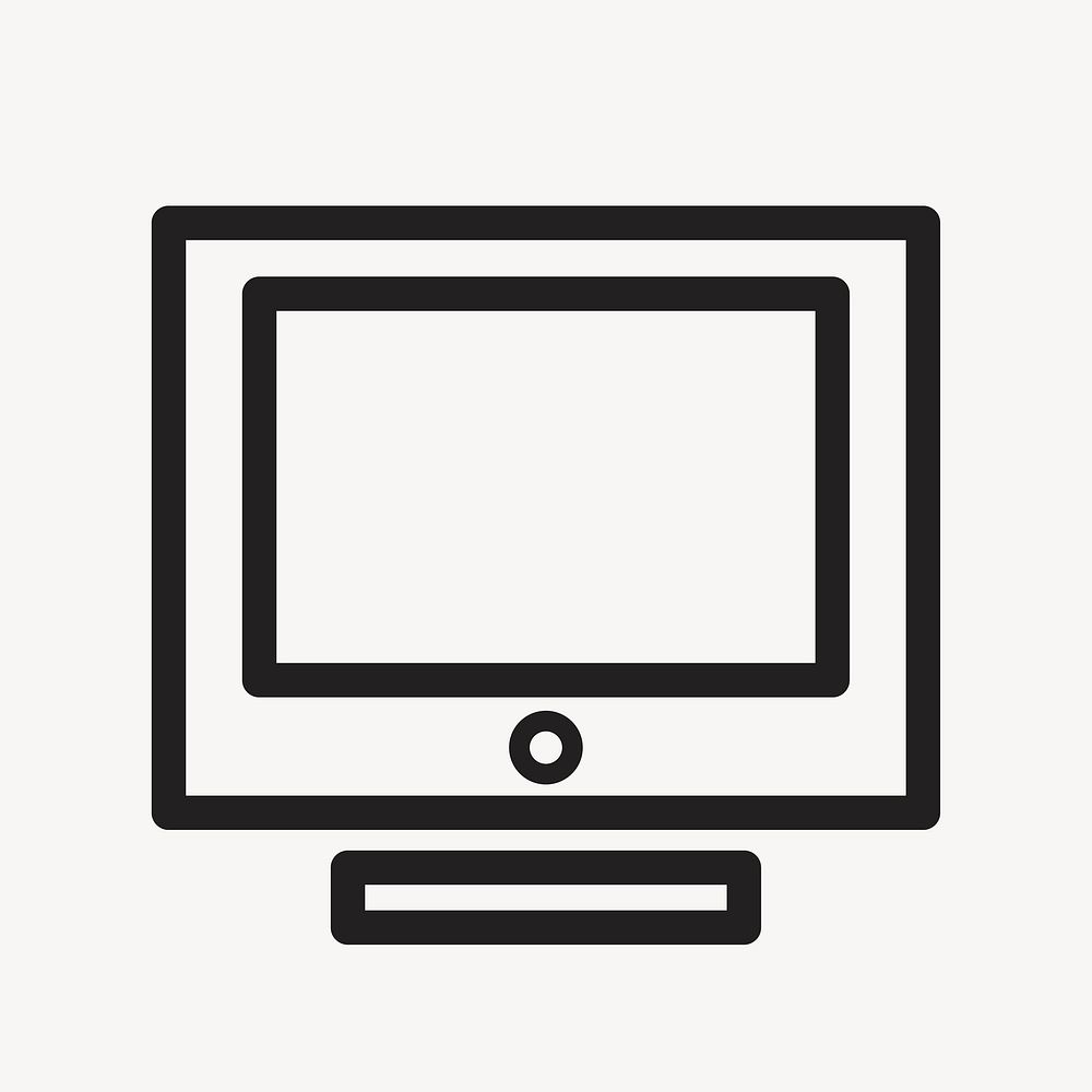 Computer icon, black & white illustration design element vector 