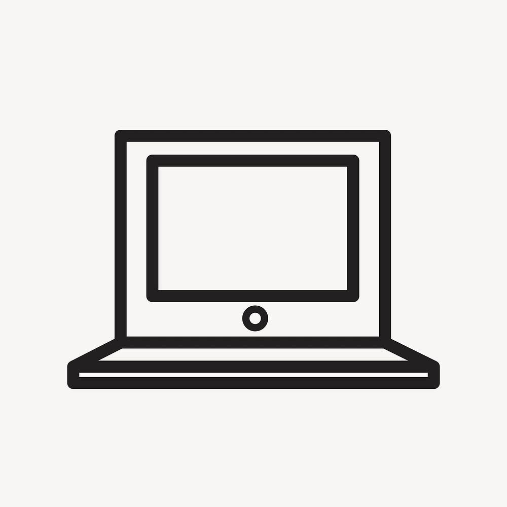 Laptop icon, black & white illustration design element vector 