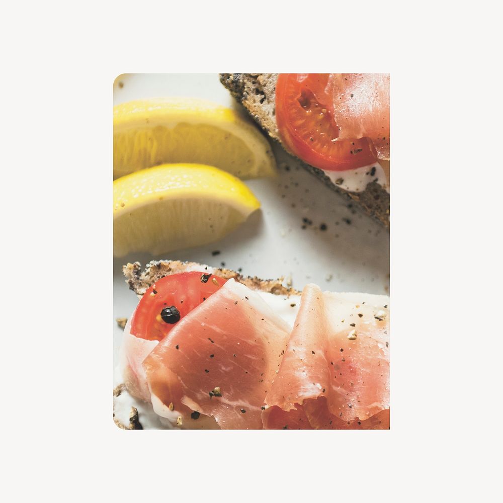 Parma ham sandwich, food collage element psd
