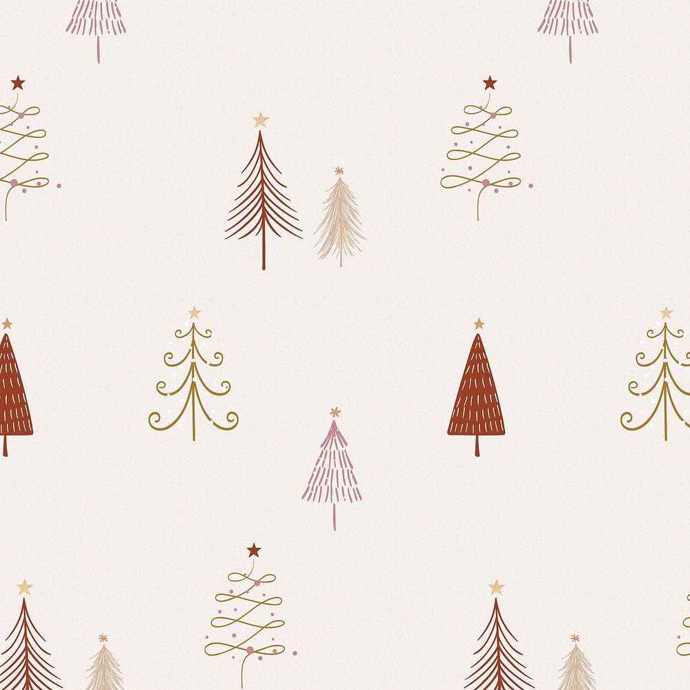 Christmas pattern background, cute winter doodle in cream color