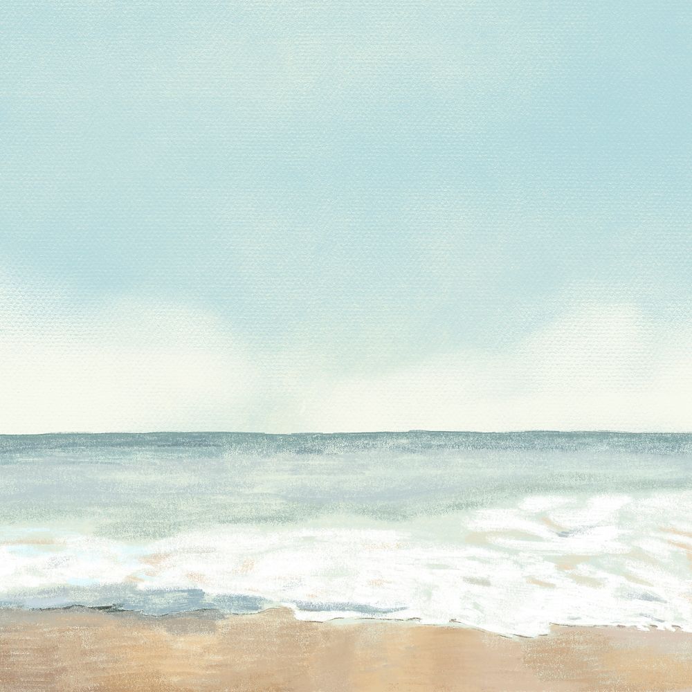 Beach waves background, oil pastel illustration