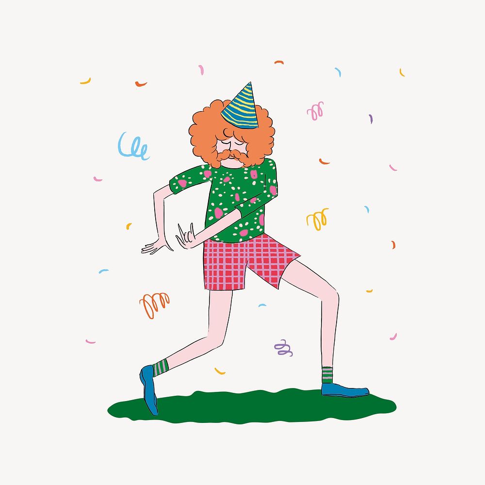 Dancing man, cute party collage element vector