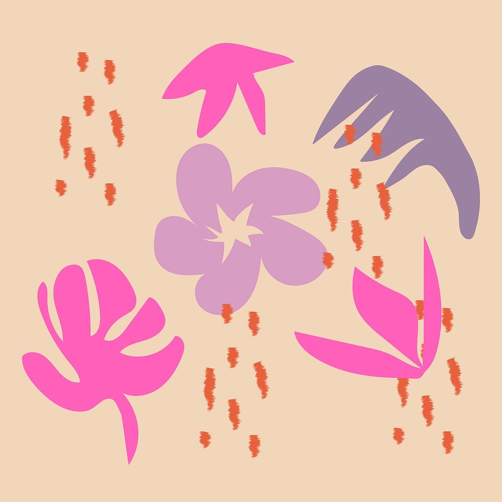 Purple flowers collage element, aesthetic design vector