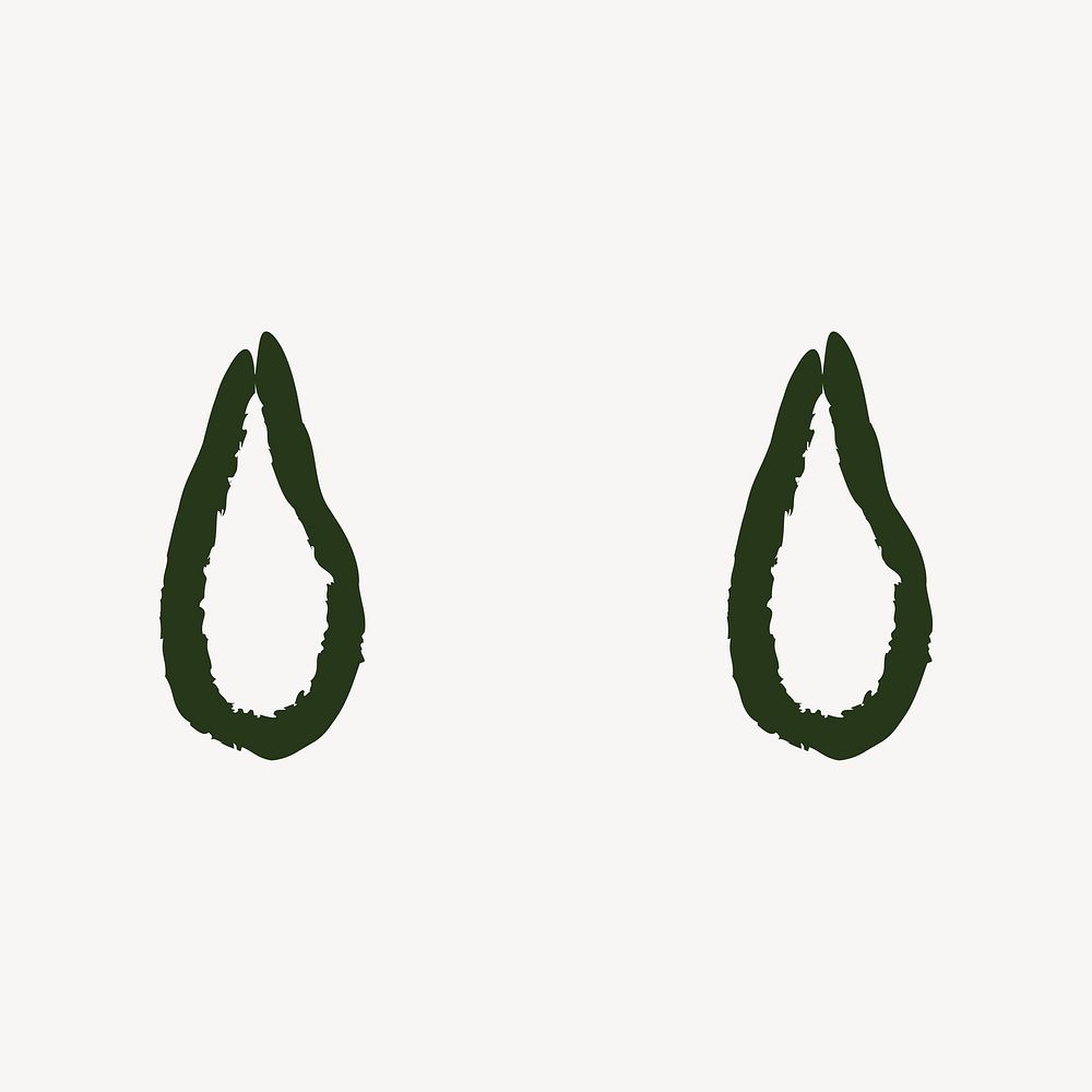 Green water drop, doodle weather element vector set