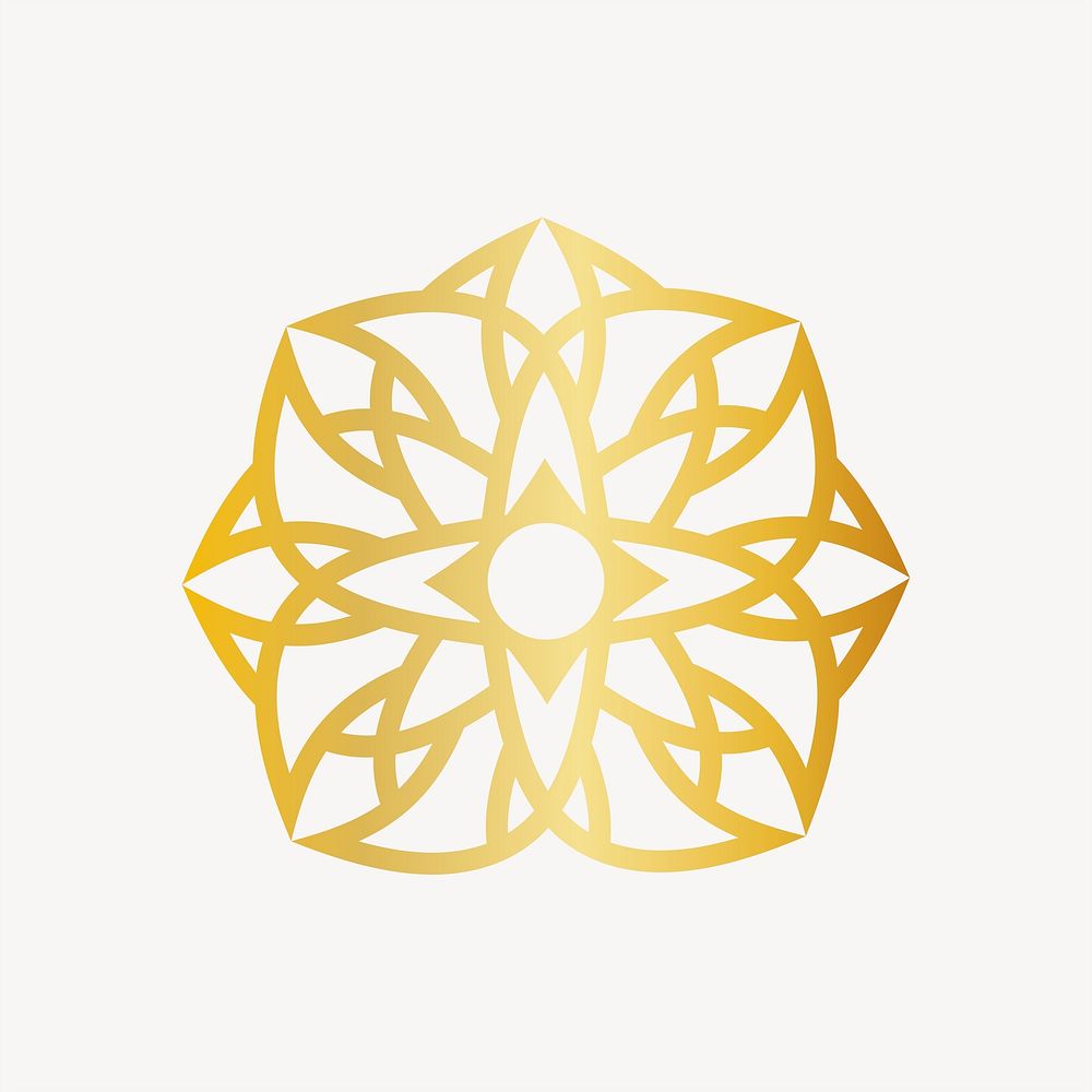 Flower logo element, luxury line art design element psd