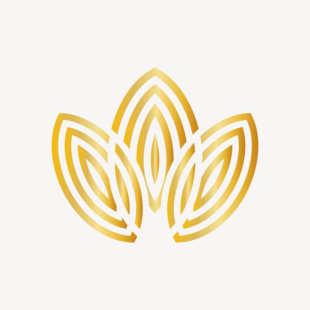Abstract line art sticker, gold logo element vector