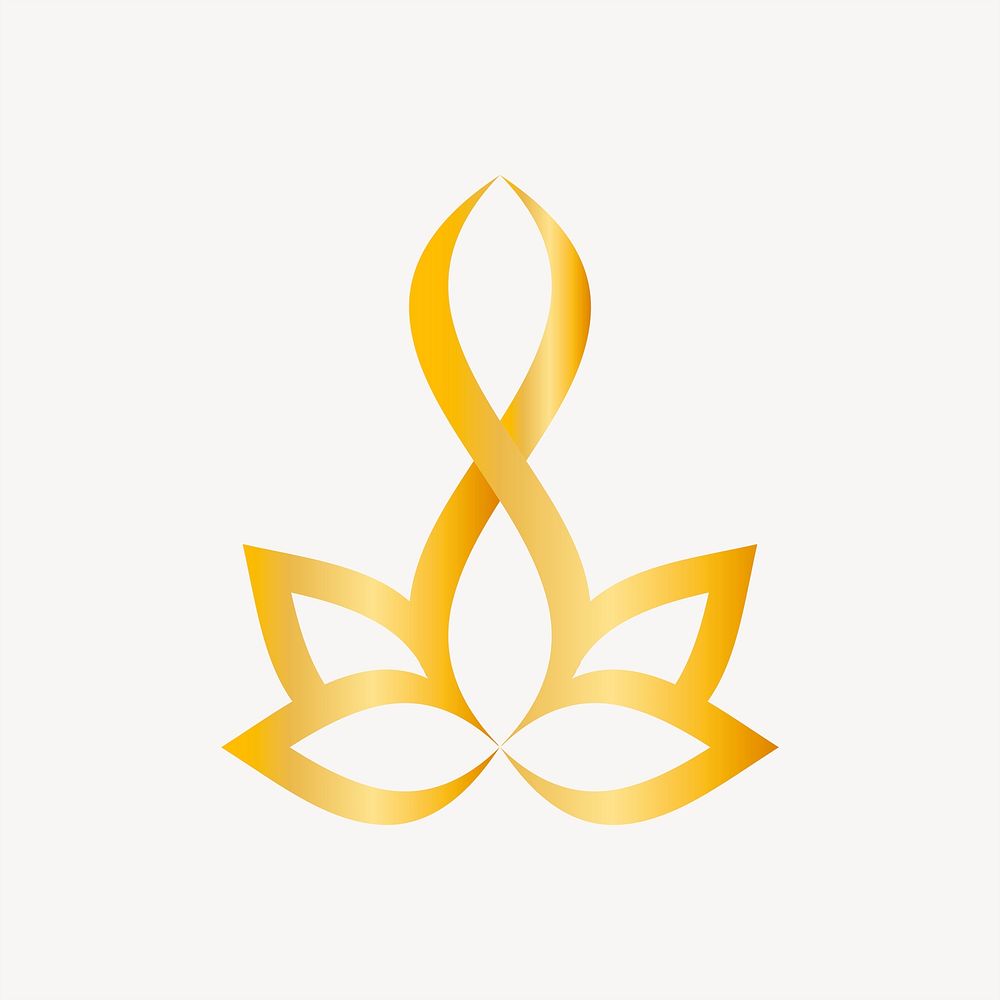 Flower logo element, luxury line art design element psd