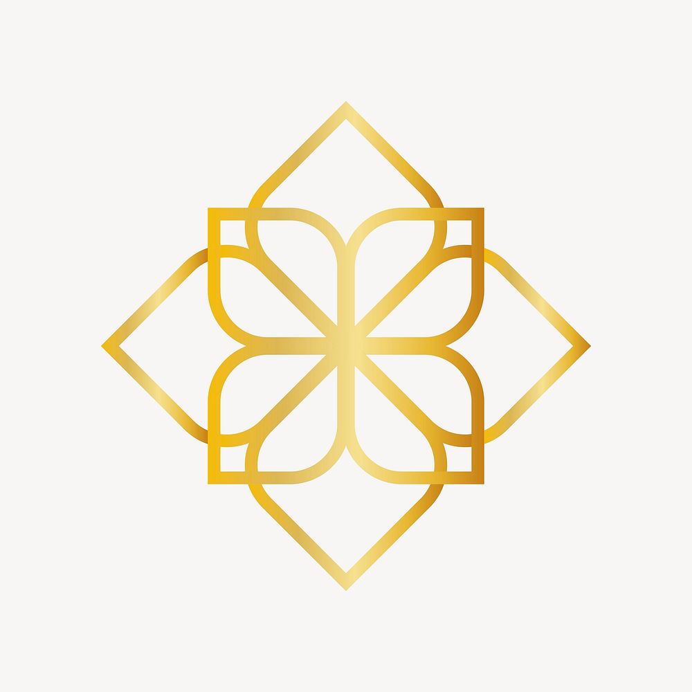 Flower logo element, luxury line art design element vector
