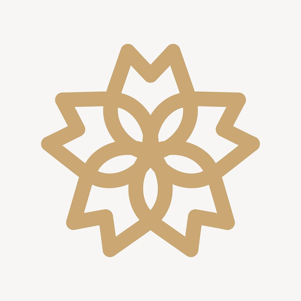 Gold flower illustration, logo element vector