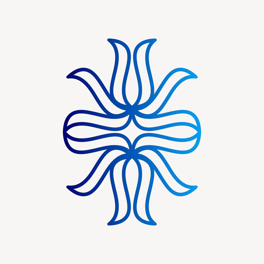Abstract line art sticker, gradient logo element vector