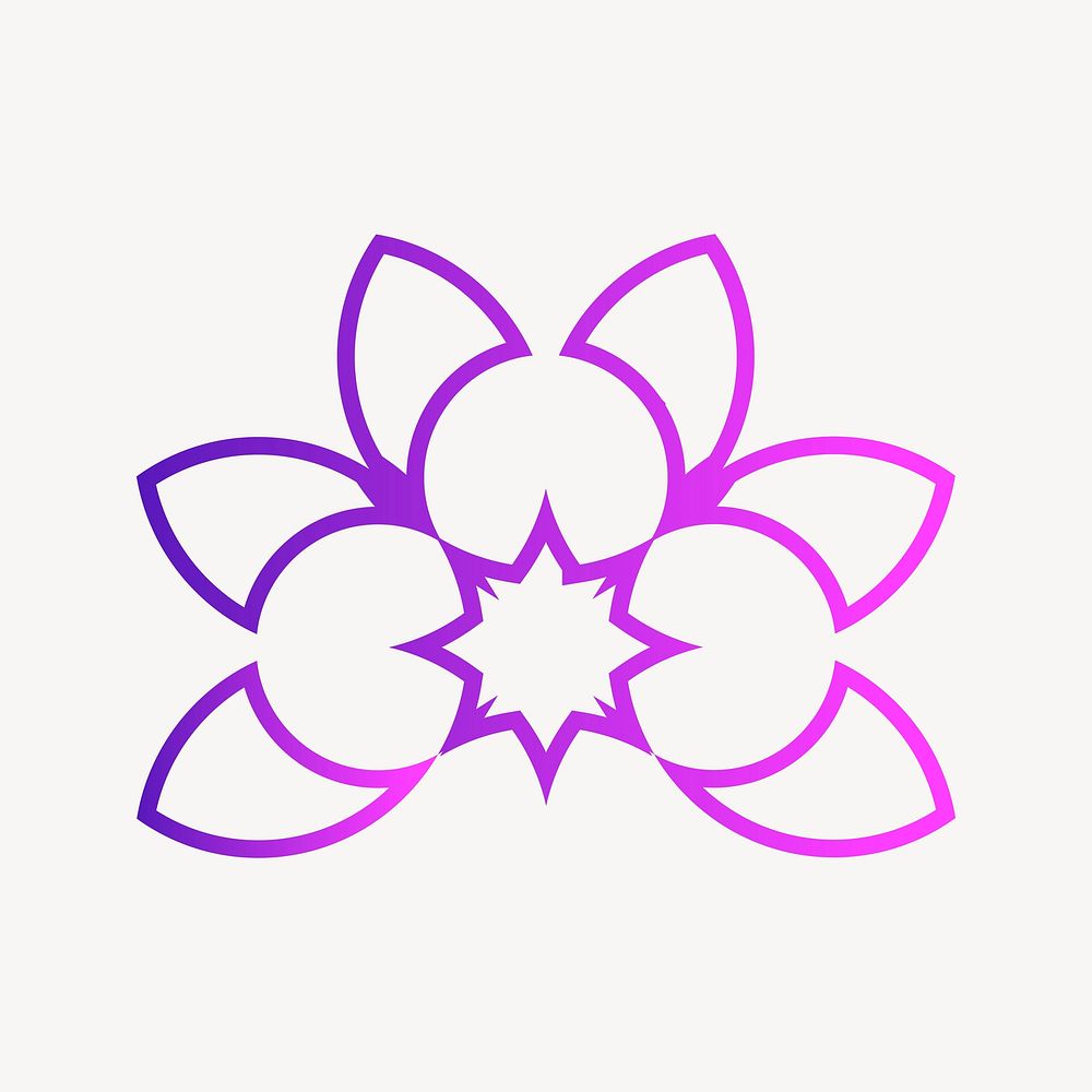 Gradient flower illustration, logo element vector