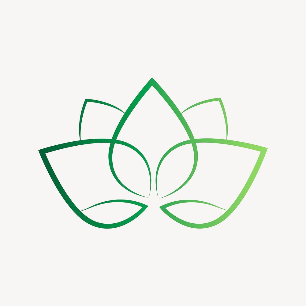 Flower logo element, gradient line art design element vector