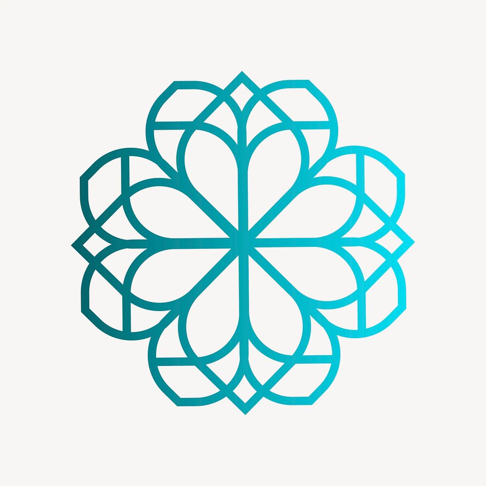 Gradient flower illustration, logo element psd