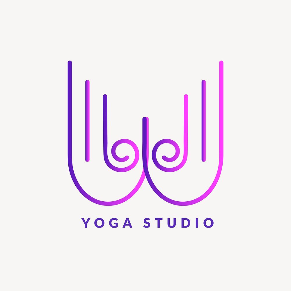 Yoga studio logo template, gradient design vector