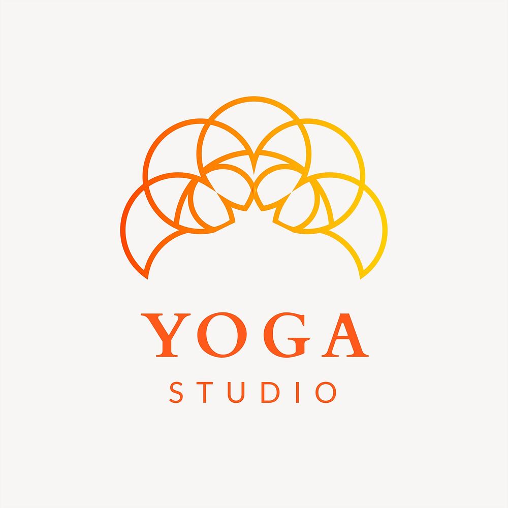 Yoga studio logo template, gradient design psd