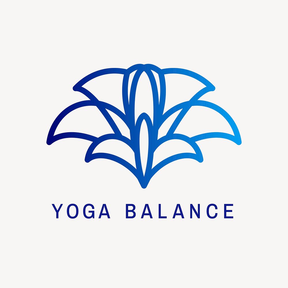 Yoga center logo template, gradient flower design vector