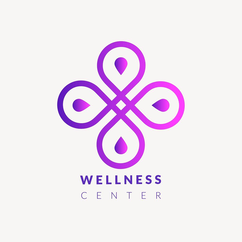 Wellness center logo template, gradient design vector