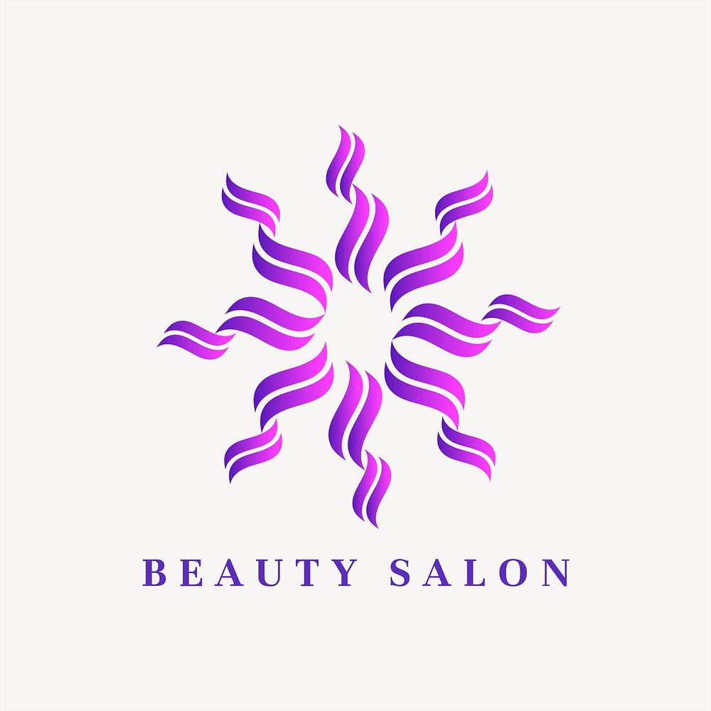 Beauty salon logo template, gradient design psd
