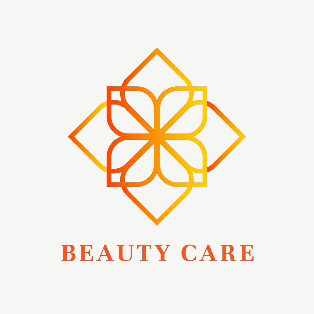 Aesthetic clinic logo template, gradient flower design vector