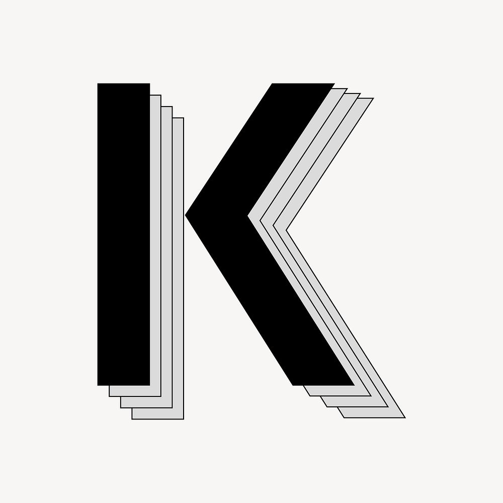 K letter, cool geometric design element vector