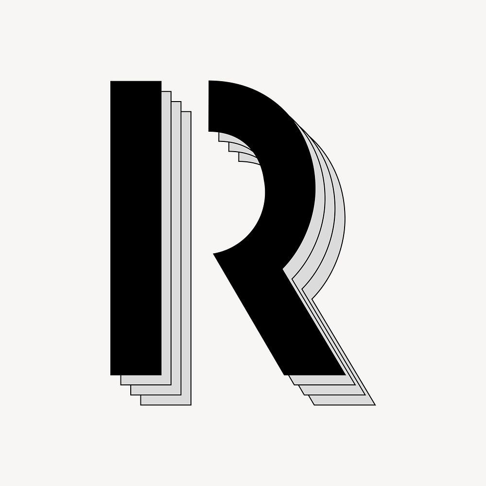 R letter, cool geometric design element vector