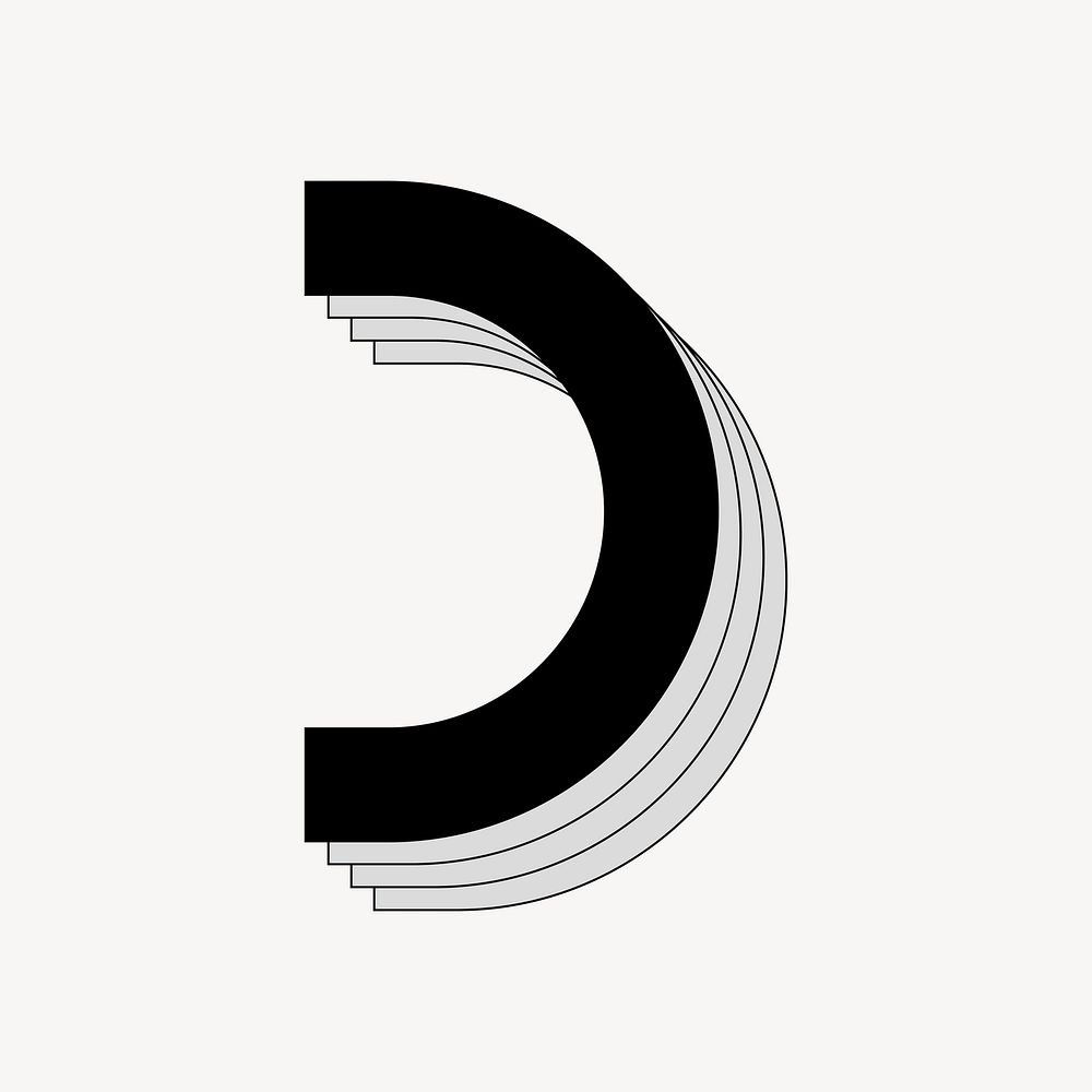 D letter, cool geometric design element vector