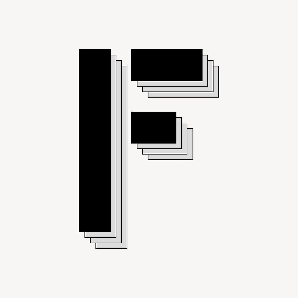 F letter, cool geometric design element vector