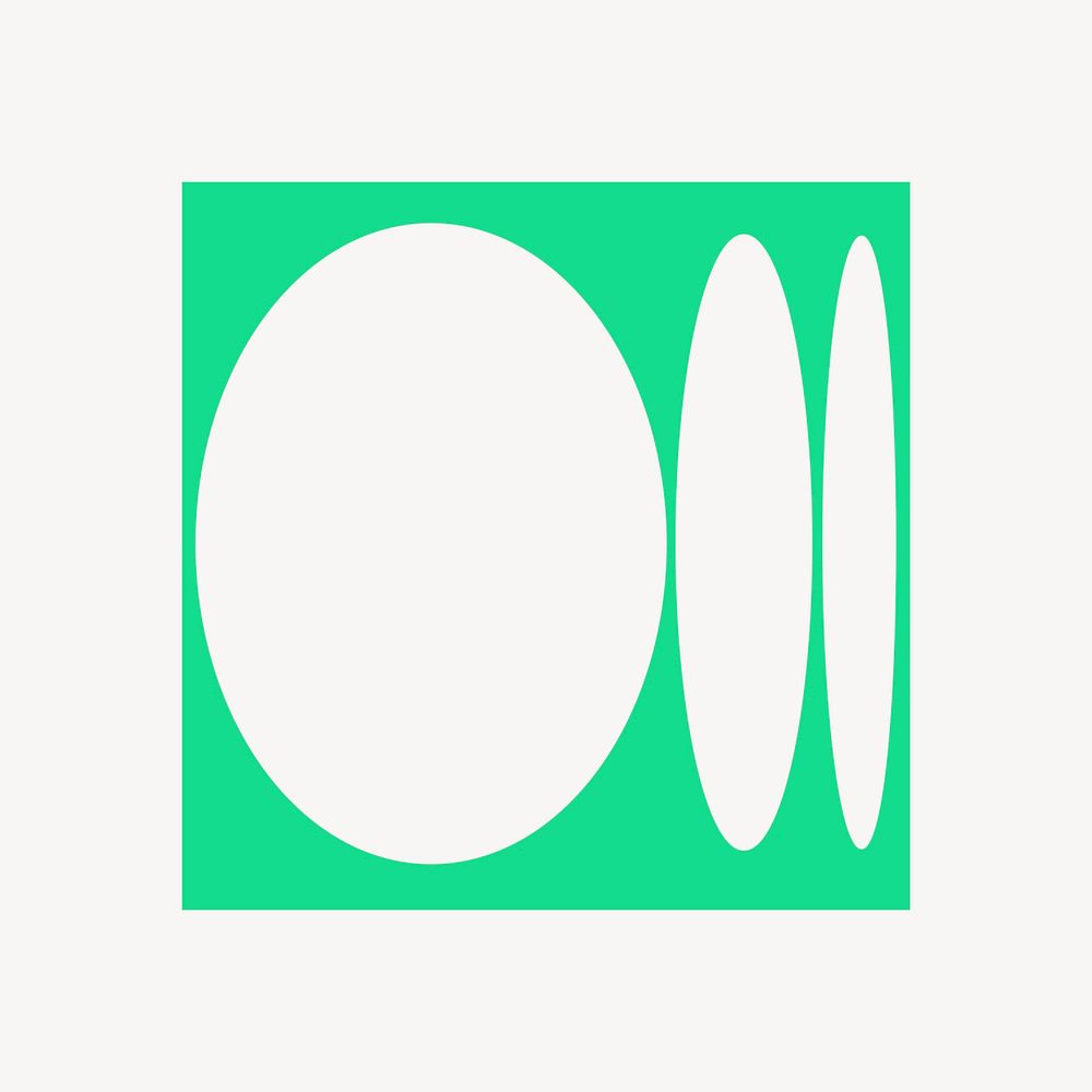 Green oval frame, geometric shape vector