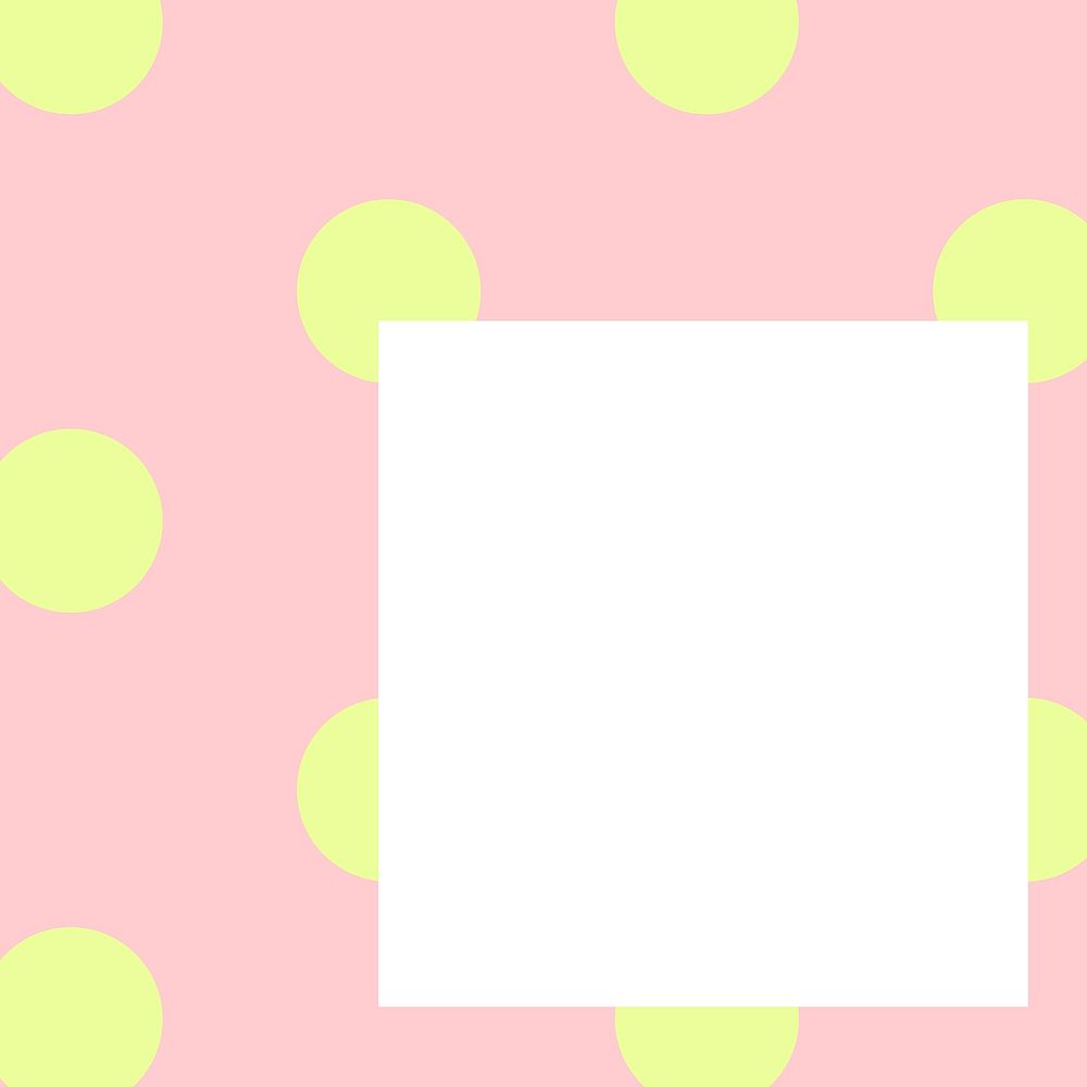 Pink polka dots  frame, geometric shape vector