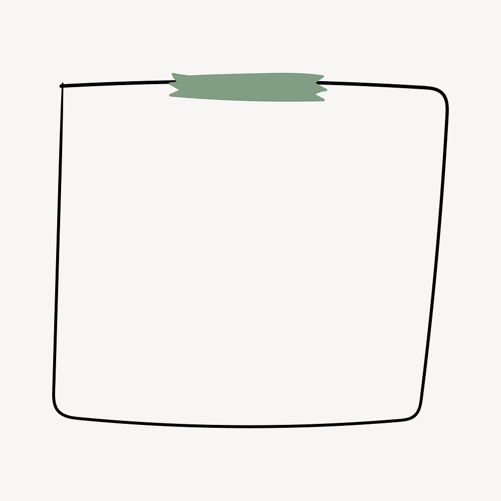 Note frame with green tape, stationery vector