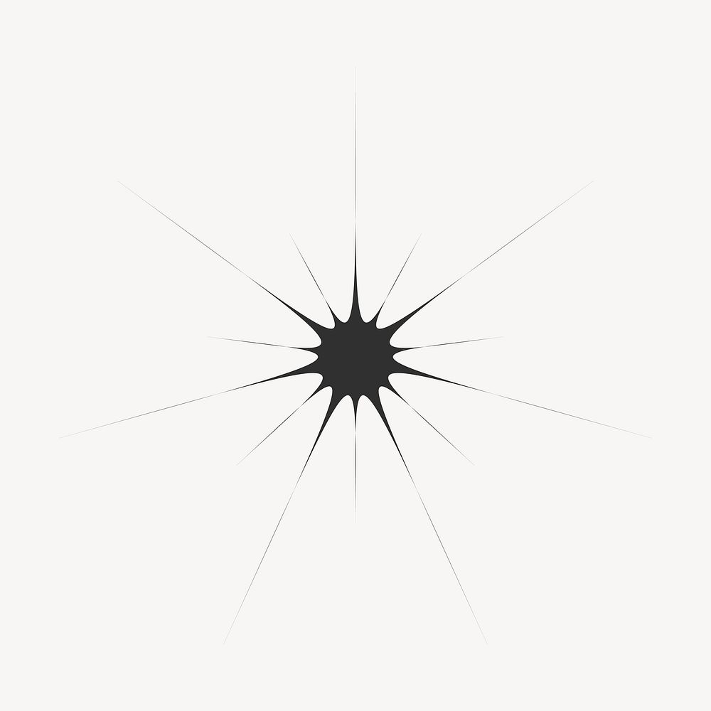 Black minimal sunburst, aesthetic shape vector