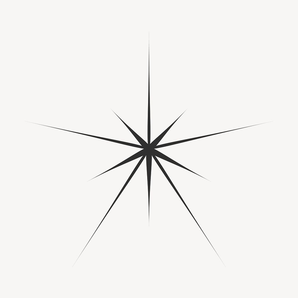 Black minimal starburst, aesthetic shape vector