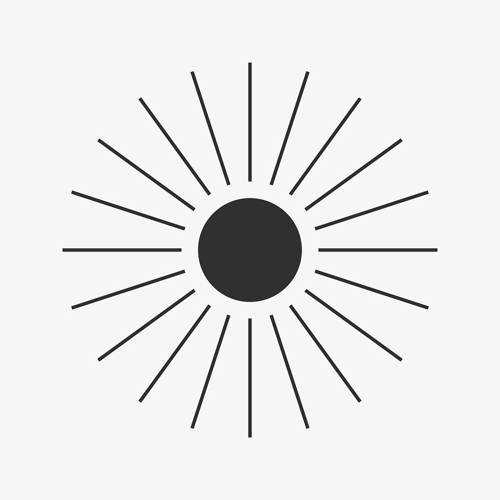 Black aesthetic sunburst, minimal shape vector