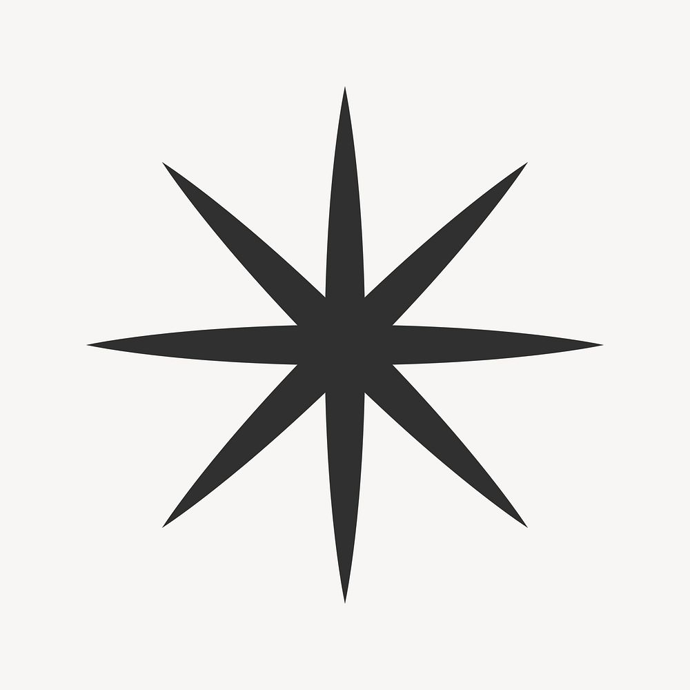 Black starburst shape, minimal design psd