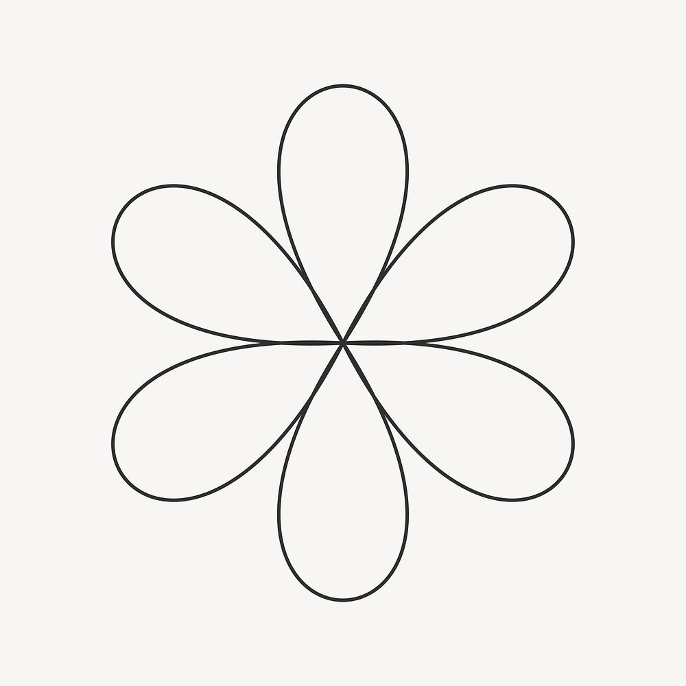 Abstract flower shape, aesthetic line art vector