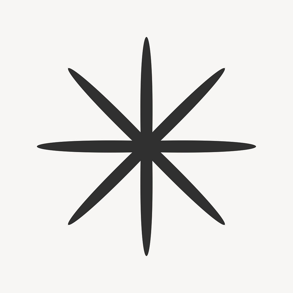 Black starburst shape, minimal design psd